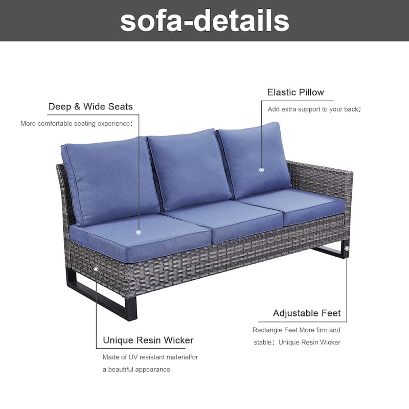 Outdoor Sectional Sofa, Patio Chairs, Ottomans Coffee Table