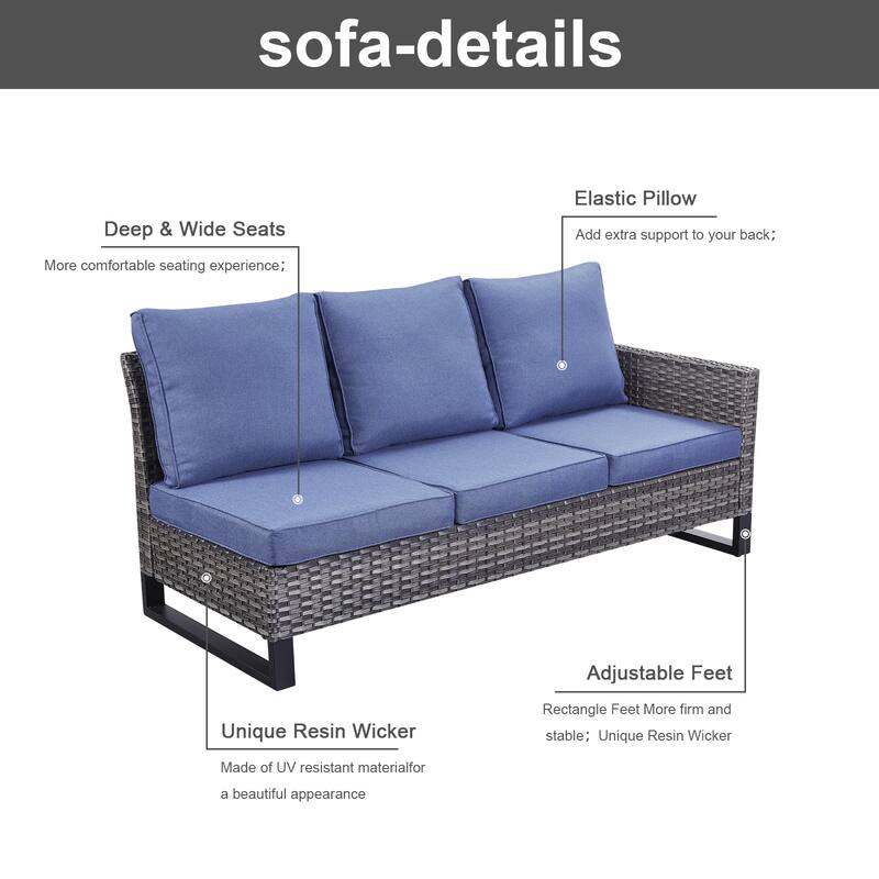 Outdoor Sectional Sofa, Swivel Chairs, Ottomans and Table