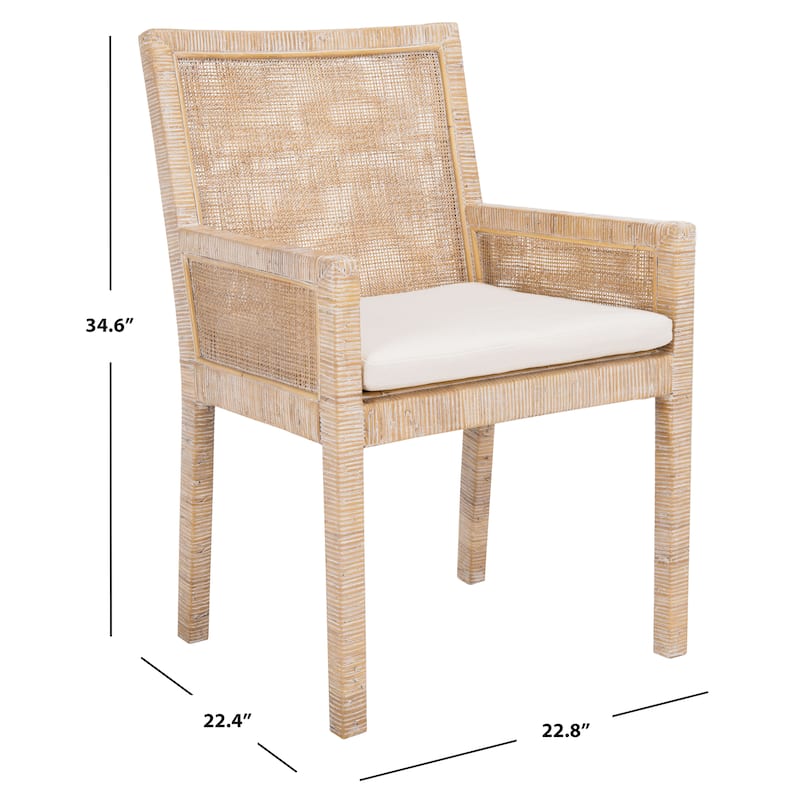 SAFAVIEH Almira Coastal Accent Chair with Cushion - 22.8" W x 22.4" L x 34.6" H - 23Wx22Dx35H