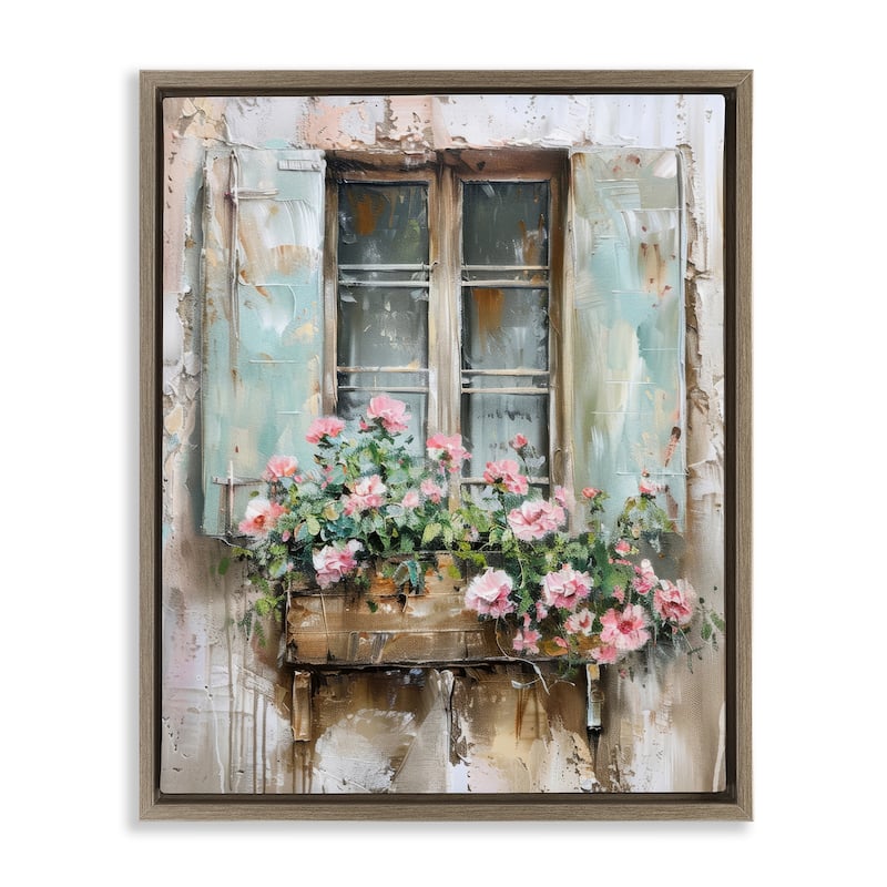 Stupell French Country Window Framed Floater Canvas Wall Art Design By Arlington Prints - 17 x 21 - Brown