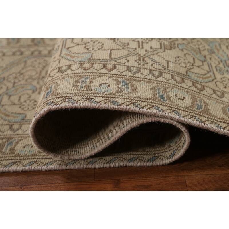 Hand Knotted Oriental 100% Wool Carpet Traditional Floral Beige & Ivories Tabriz Area Rug - 12' 9'' X 9' 7''