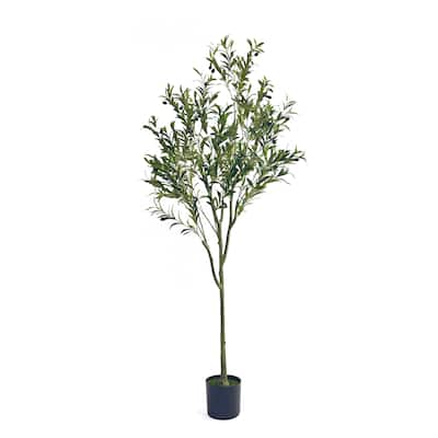 Vina Artificial Olive Tree, Realistic Green Silk Leaves, 71 Inch