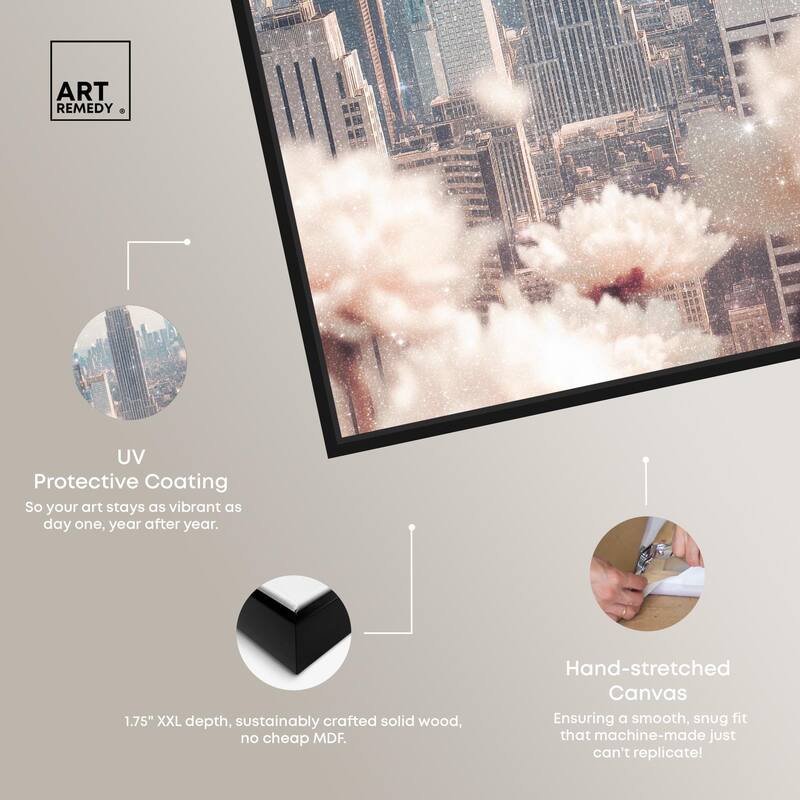 Peonies Over New York Canvas by Art Remedy