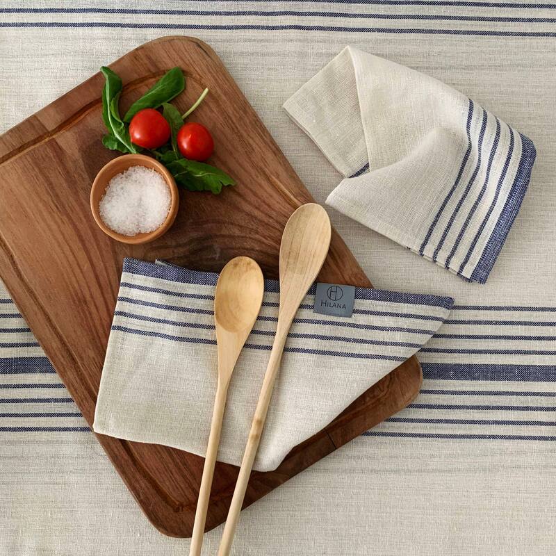 Hilana Upcycled Cotton Sustainable Kayseri Tablecloth Set - Blue