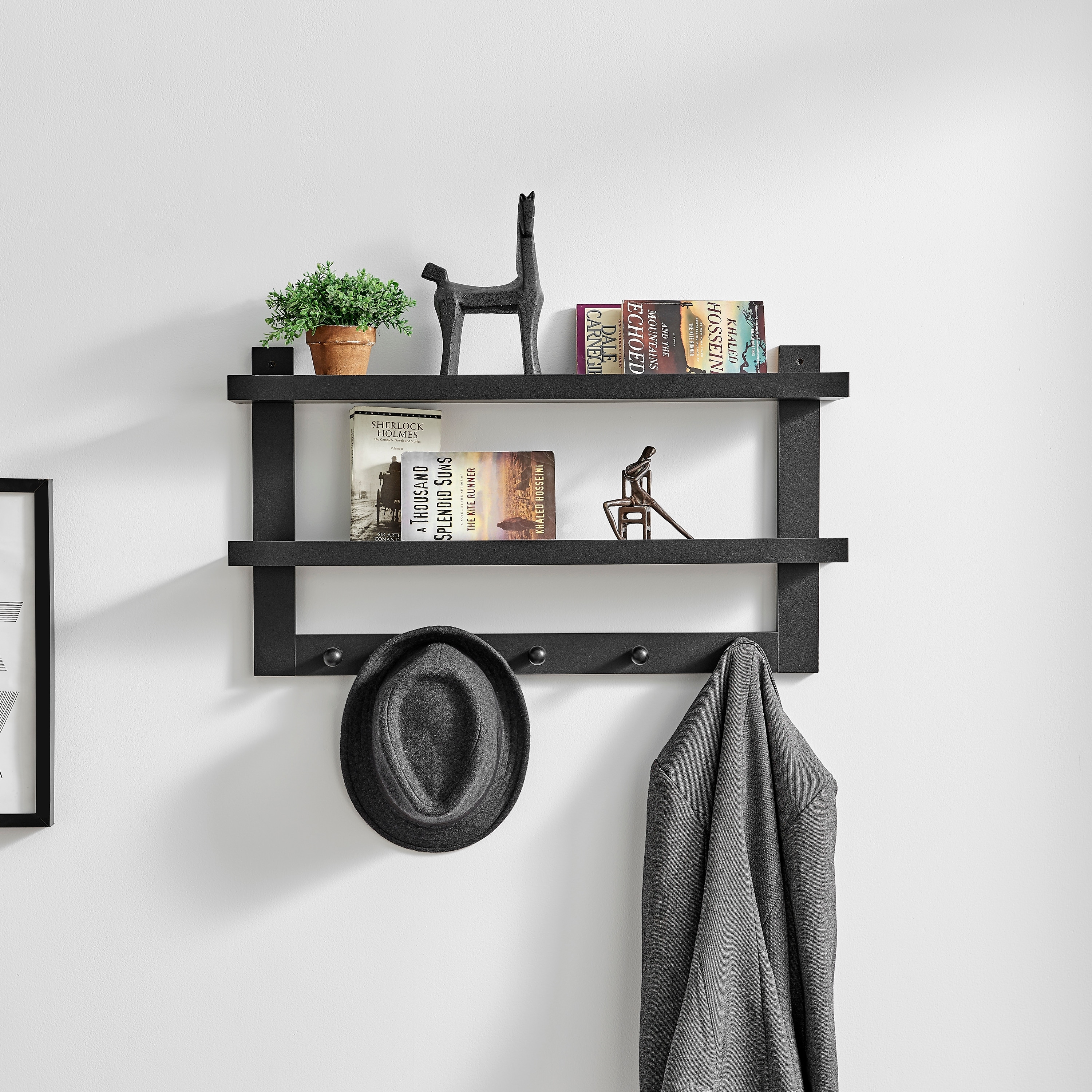 https://ak1.ostkcdn.com/images/products/is/images/direct/65ed8585cd94c1623f9a2f9b56a920b87049661d/Danya-B.-Two-Tier-Ledge-Shelf-Wall-Organizer-with-Five-Hanging-Hooks---Entryway-or-Bathroom.jpg