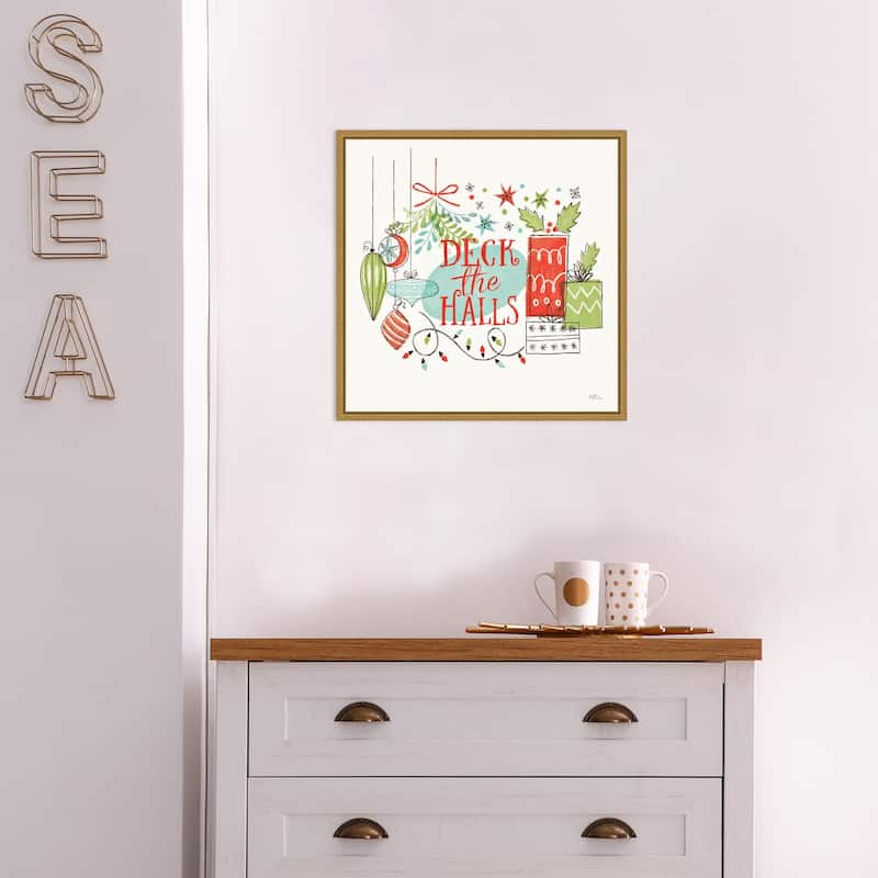Deck the Halls Christmas Holly by Janelle Penner Framed Canvas Art