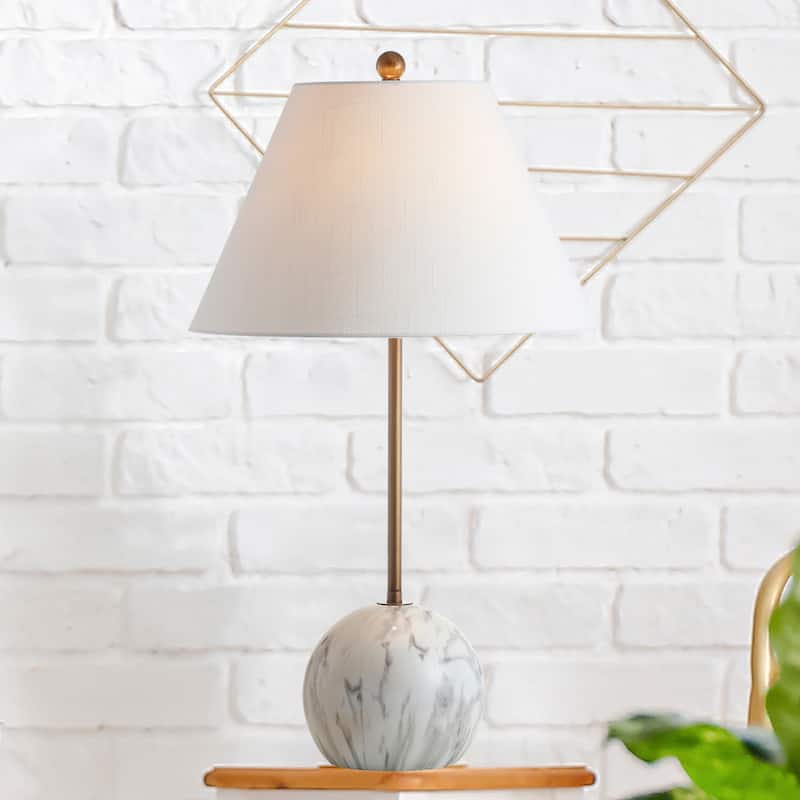 Celia 29" Minimalist Resin/Metal LED Table Lamp, Gold/White by JONATHAN Y