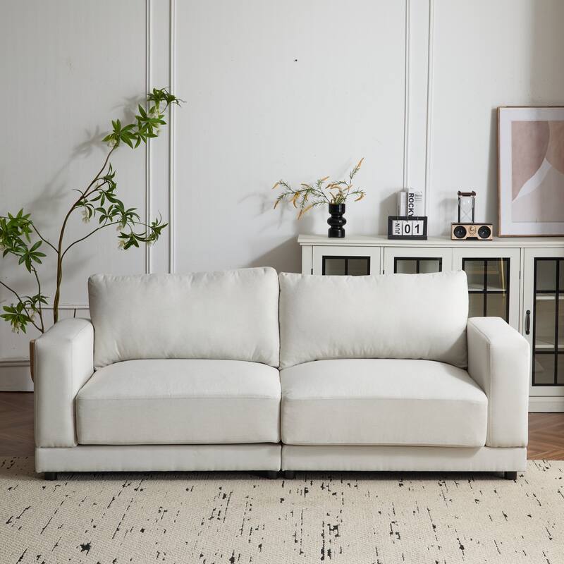 81" Classic Polyester 3-Seater Sofa with Soft Fabric Upholstery