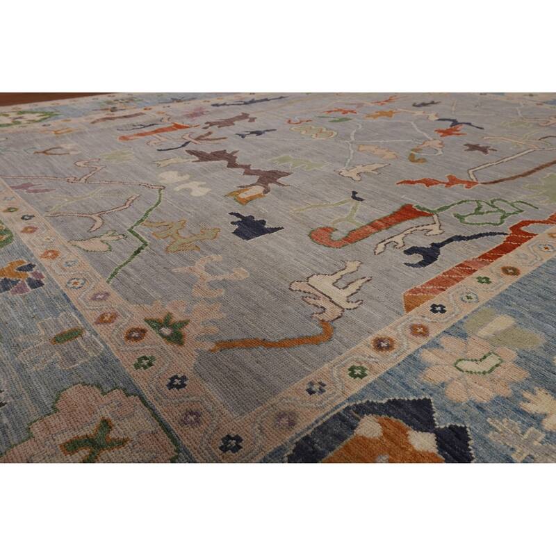 Grey Oushak Turkish Area Rug Handmade Vegetable Dye Wool Carpet - 7'11"x 9'9"