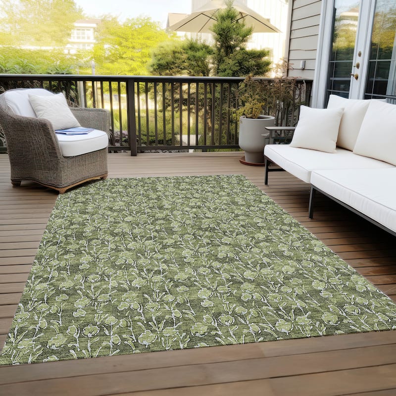 Machine Washable Indoor/ Outdoor Chantille Modern Floral Impressions Rug