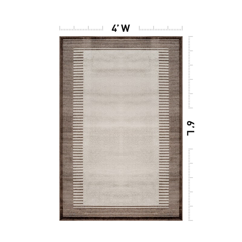 World Rug Gallery Modern Abstract Bordered Area Rug for Living Room, Bedroom, or Entryway - Low Pile Indoor Rug