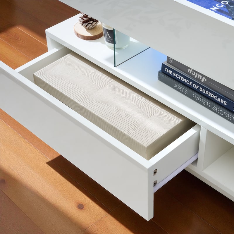 39.3" Modern Lift-Top Coffee Table with LED Lights, Hidden Storage Compartment and 2 Drawers for Living Room or Office