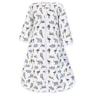 Hudson Baby Unisex Baby Long Sleeve Muslin Sleeping Bag, Wearable Blanket, Sleep Sack, Modern Safari