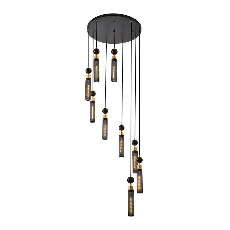 24" Modern Industrial 9-Light Pendant Chandelier