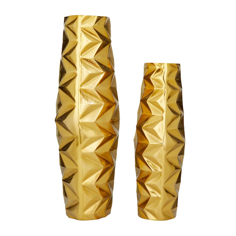 Modern Aluminum Metal Geometric Vase (Set of 2) - Silver, Gold, Black