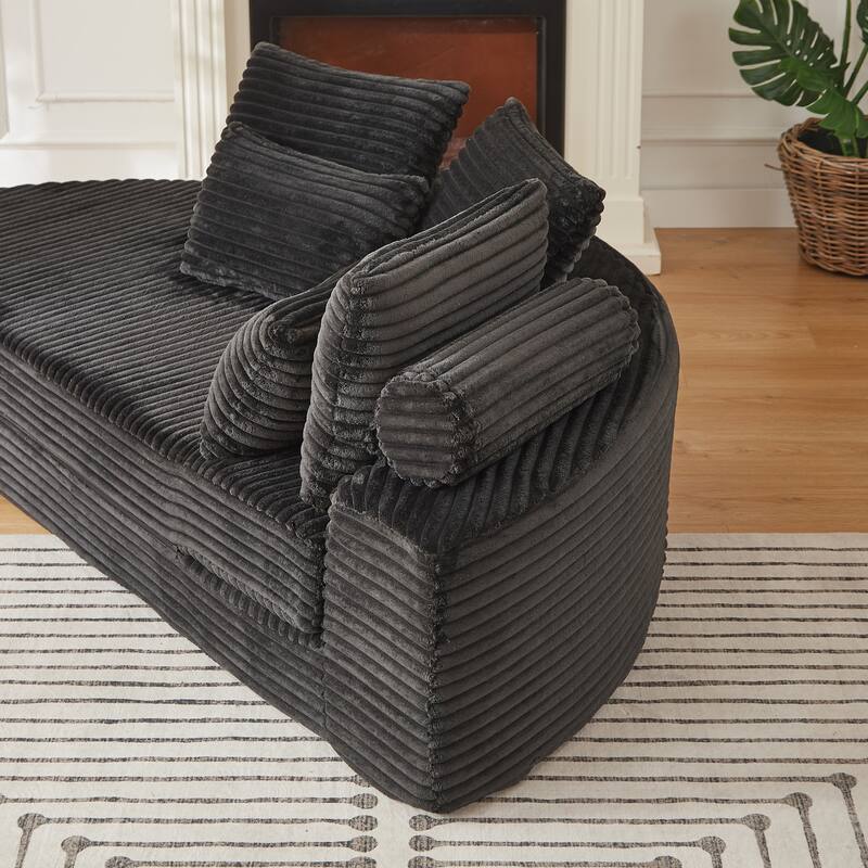 78.5-Inch Corduroy Semi-Circular 2-in-1 Sofa Bed,Designer Recliner with Pillow