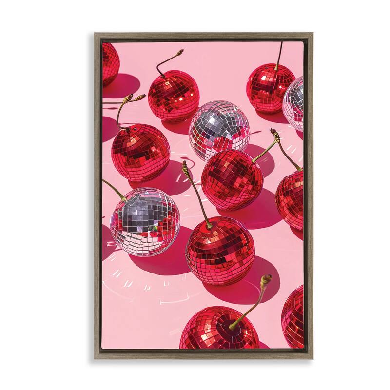 Stupell Cherry Picked Disco Framed Floater Canvas Wall Art Design By LSR Design Studio - 17 x 25 - Brown