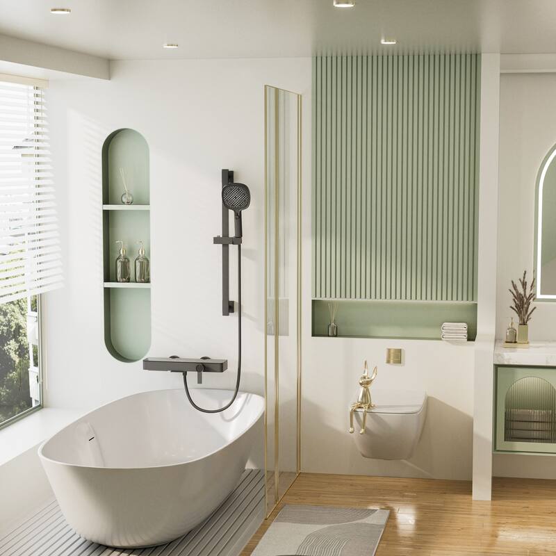 Modland Bathtub Faucet 2-Function Shower System with 3 Modes Handheld Shower,Height Adjustable Shower Slide Bar