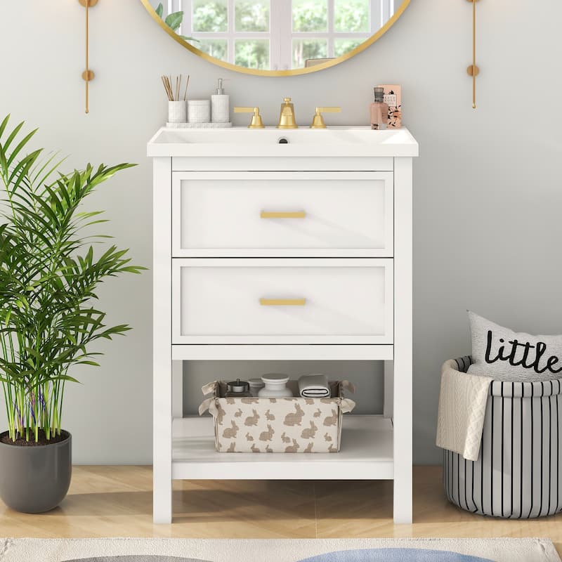 24'' Bathroom Vanity with Top Single Sink with 2 Drawers