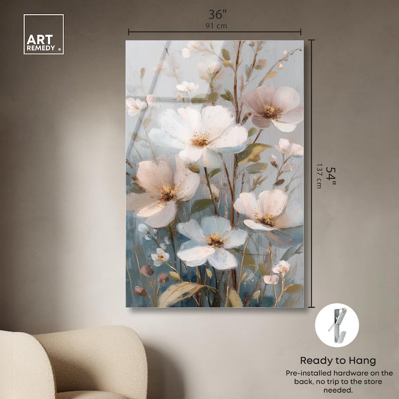 Vintage White Meadow Acrylic by Art Remedy, Ready to Hang