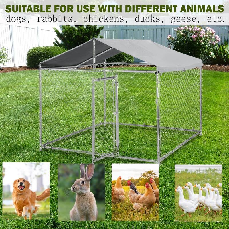 79" Outdoor Dog Kennel for Large Dog, Lockable Door, UV-Resistant Cover