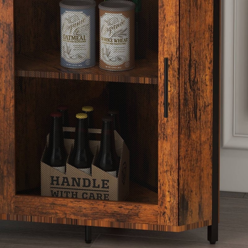 Brown Corner Wine Cabinet with Detachable Wine Rack - N/A