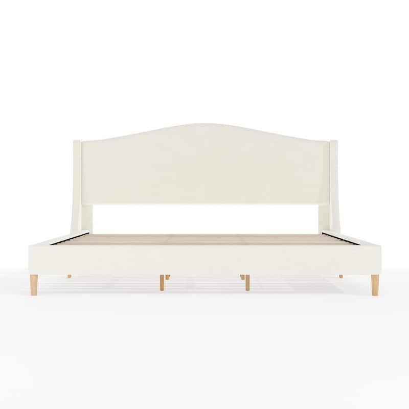 Martha Stewart Upholstered Platform Bed with Curved Headboard