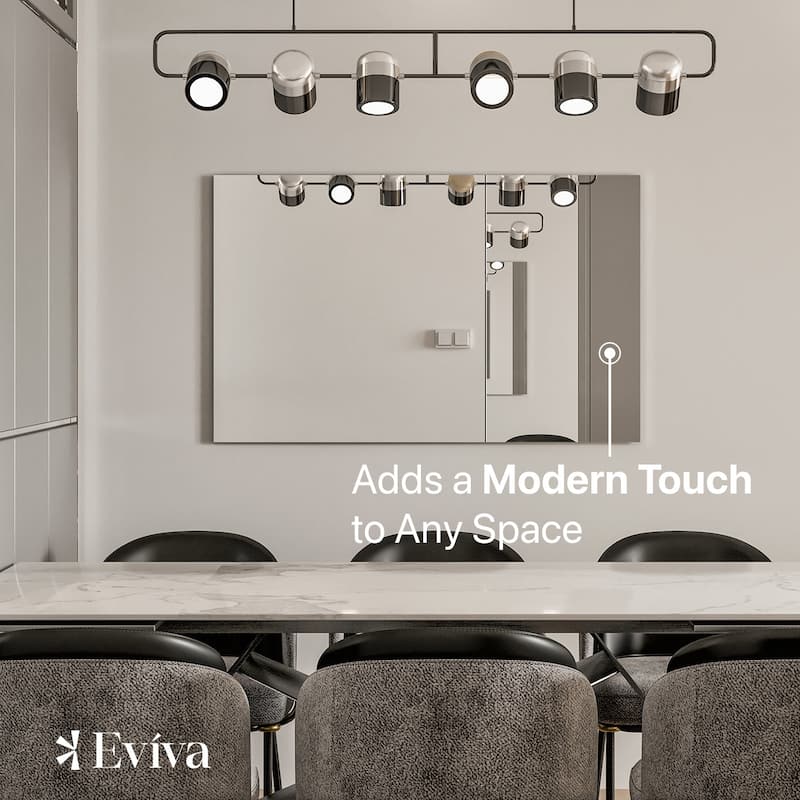 Eviva Sleek 48" x 30" Rectangular Modern Frameless Mirror - Clear