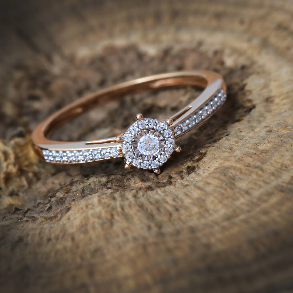 1/8ct TDW Diamond Halo Promise Ring in Silver for Women