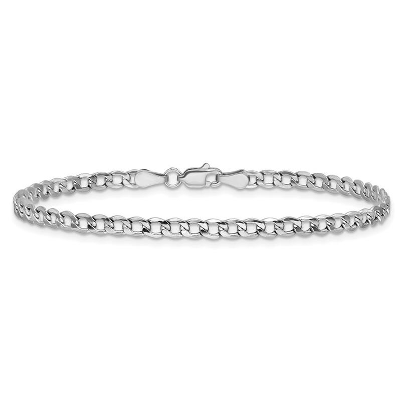 Curata 14k White Gold 8" 4.3mm Semi solid Curb Link Chain Bracelet