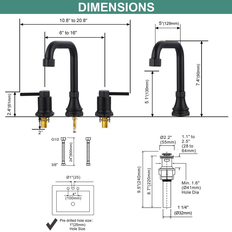 WOWOW Modern-Style Bathroom Faucet with Pop-Up Drain