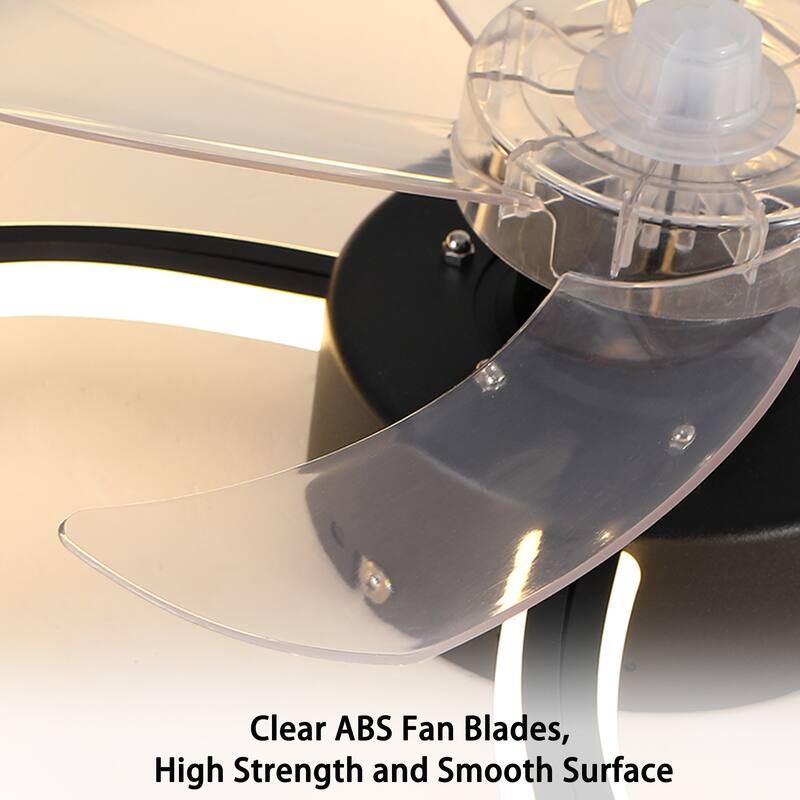 Starsky 19in Modern Flush Mount LED Ceiling Fan with Light,6-Speed Low Profile Smart APP Control Ceiling Fan with Remote