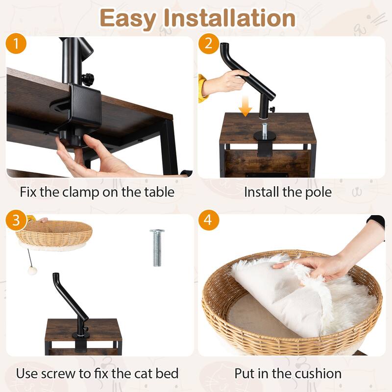 Gymax Cat Desk Bed for Indoor Cats w/Removable Padded Cushion Hanging
