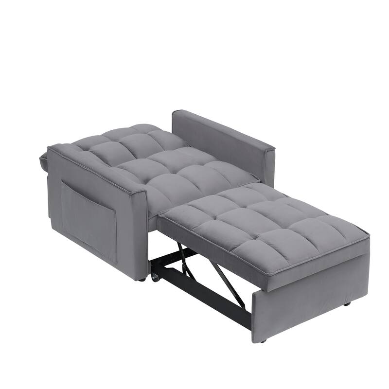 Dark Grey Modern 70.86" 3 in 1 Single Convertible Sofa Bed with Adjustable Back and Moving Wheel for Living Room