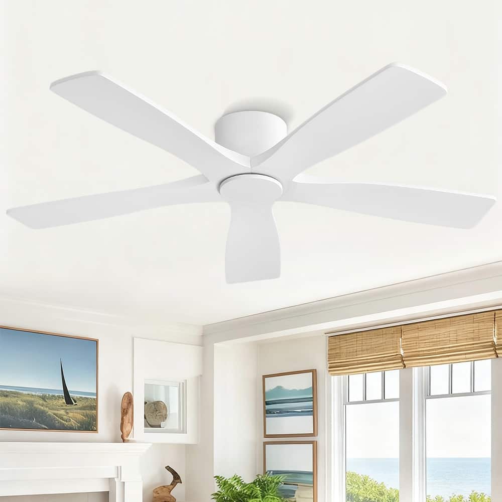 MLiAN 5 Soild Wood Blades Dc Motor Indoor Flush Mount Standard Ceiling Fan With Remote