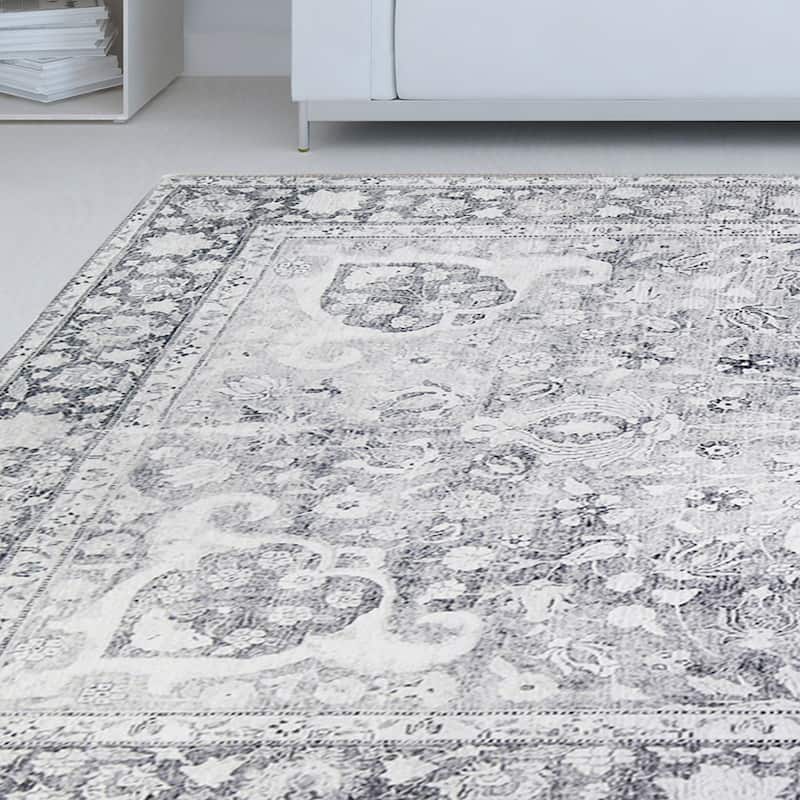 Superior Distressed Oriental Bohemian Indoor Polyester Area Rug