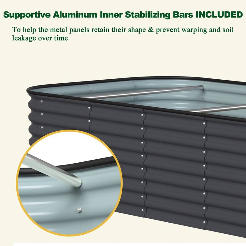 VEIKOUS 24''H Galvanized Raised Garden Bed, Durable Outdoor Planter Box with Rust-Resistant Steel