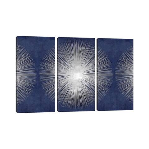 iCanvas "Silver Sunburst On Blue III" by Abby Young 3-Piece Canvas Wall Art Set