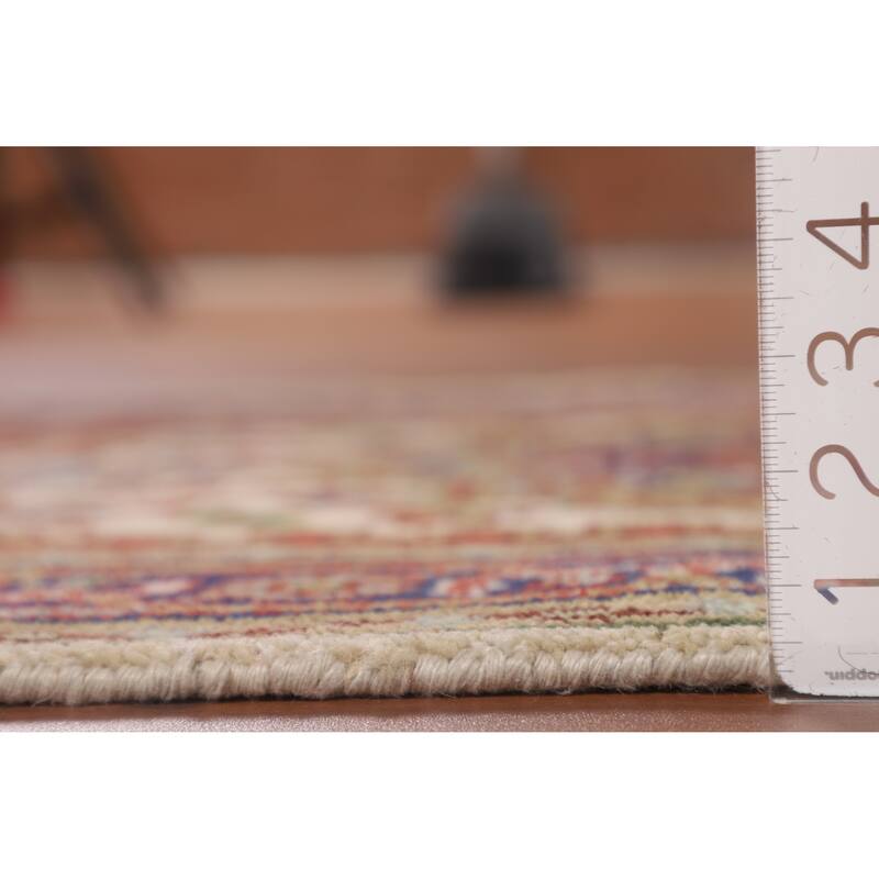 Ivory Geometric Heriz Serapi Indian Foyer Rug Hand-Knotted Wool Carpet - 3'0"x 4'11"