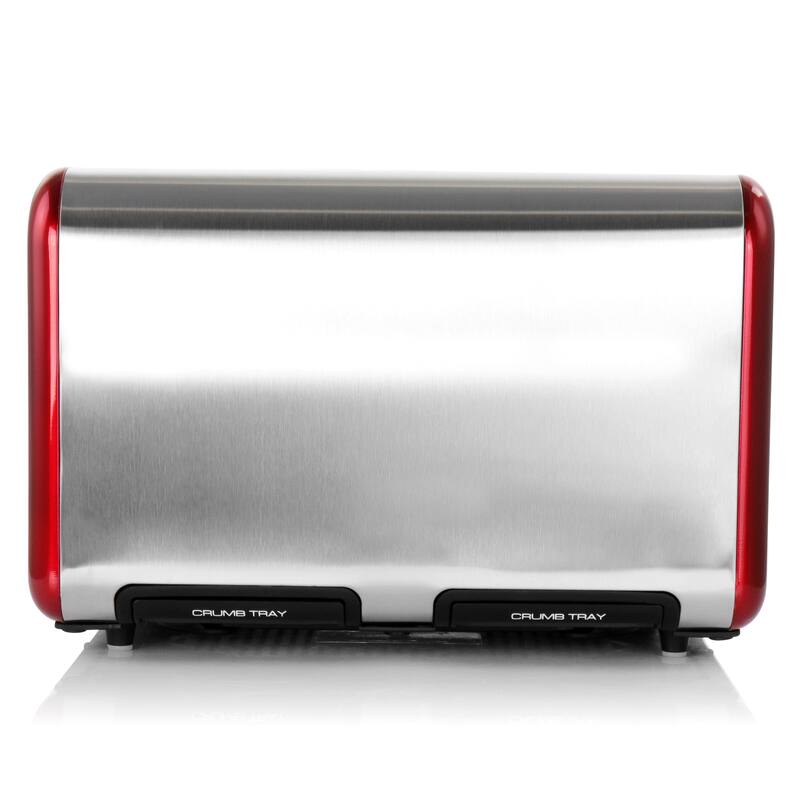 MegaChef 4 Slice Toaster in Stainless Steel Red