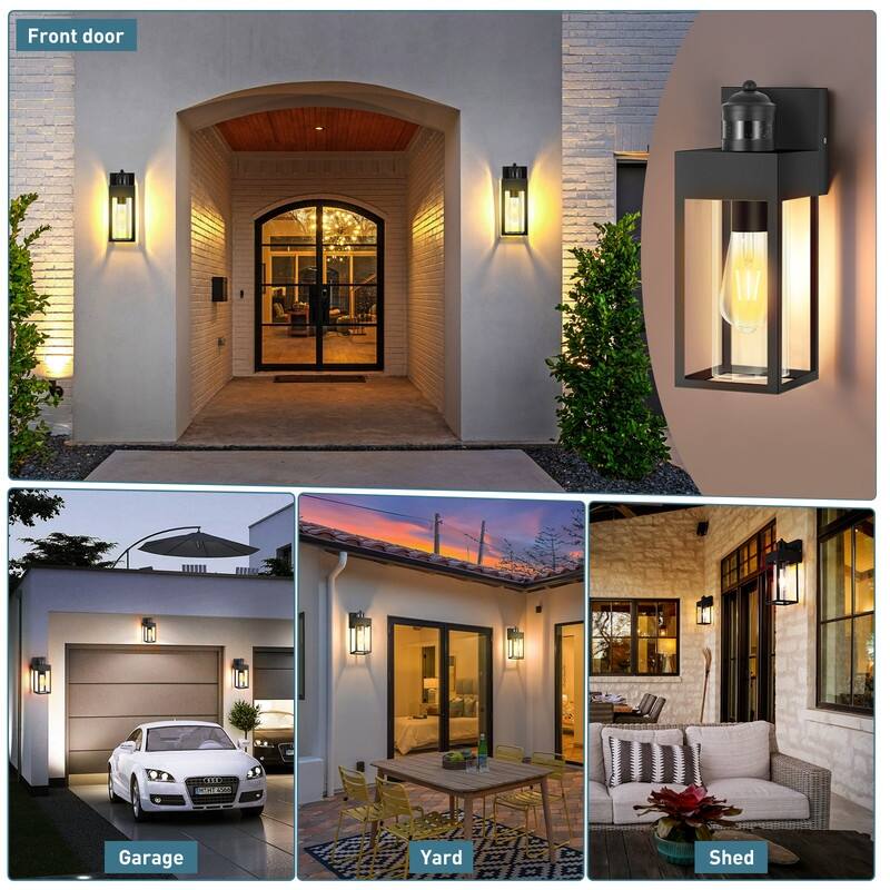 Smart Security Black Motion-Sensor Wall Lights for Your Outdoor Space 2-Pack