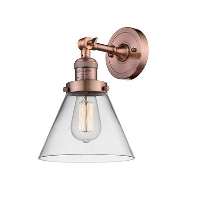 Innovations Lighting Large Cone Single Light 10" Tall Bathroom Sconce