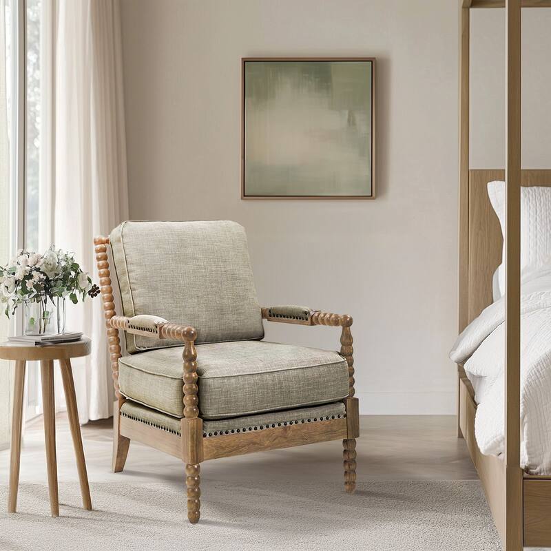 Madison Park Donohue Turned Wood Frame Armchairs (Set of Two) - 25.5"W x 32"D x 35.75"H