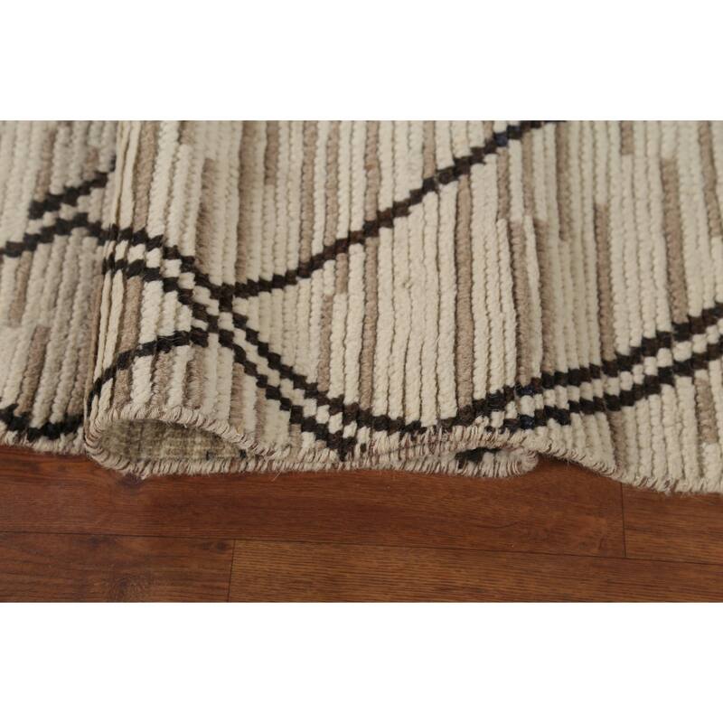 Earth Tone Moroccan Rug Hand-Knotted Wool Carpet - 7'0"x 10'9"