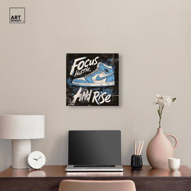 Hustle and Rise Sneaker Canvas by Art Remedy, Gallery Wrapped