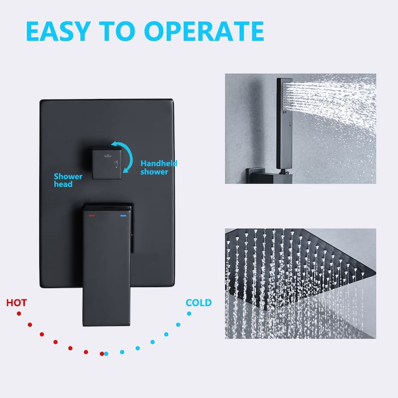 12" Rain Shower Head Systems Wall Mounted Shower