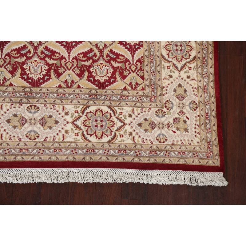 Wool/ Silk Floral Vegetable Dye Kashan Oriental Area Rug Hand-knotted - 8'0" x 10'4"
