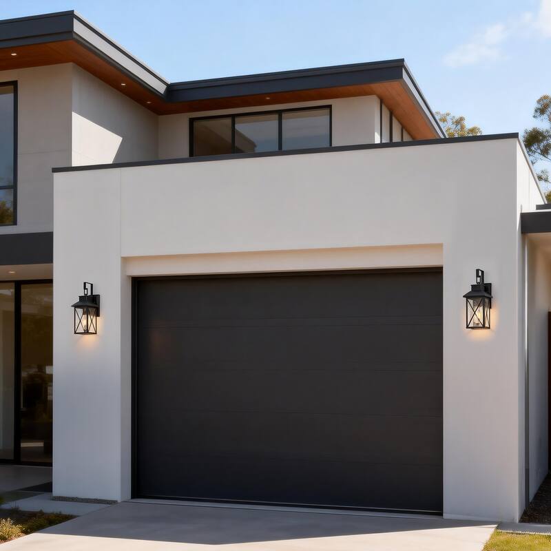 15 in. 1-Light Matte Black Outdoor Wall Sconce with Clear Seeded Glass - E26, Wet Rated, Modern Style