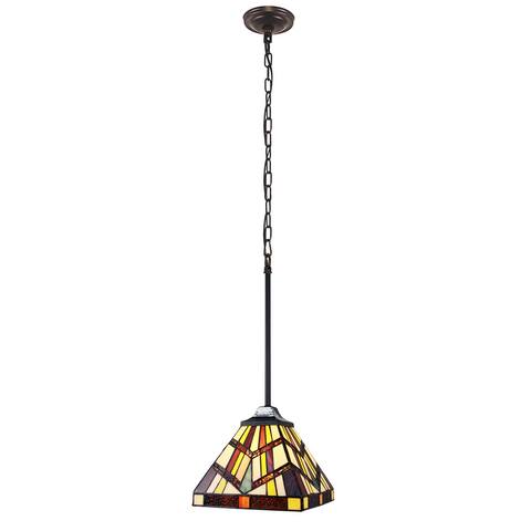 Tiffany-Style Mission Design 1-light Blackish Bronze Hanging Pendant