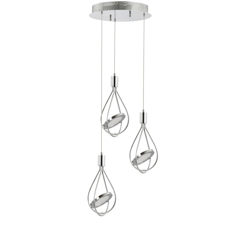 Orion 11.5" 3-Light Adjustable Integrated LED Cluster Pendant, Chrome by JONATHAN Y